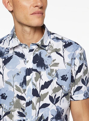 Big Flowers Print Short Sleeve Shirt