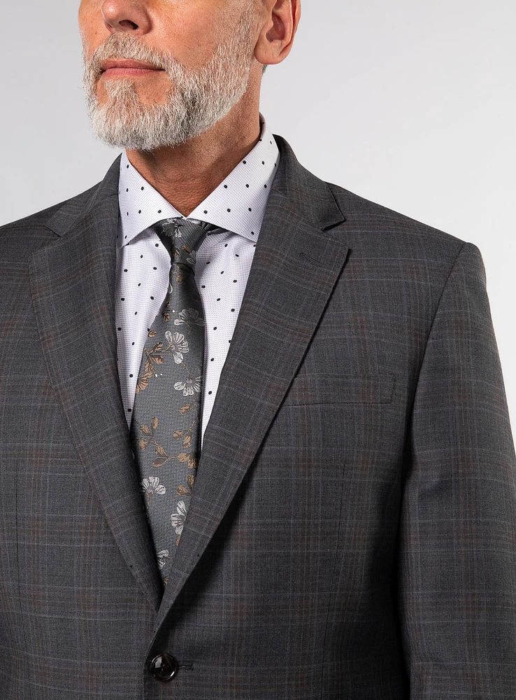 Brown Check Charcoal Suit