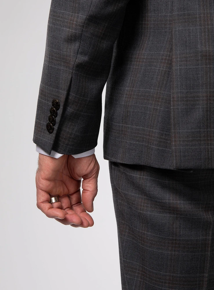 Brown Check Charcoal Suit