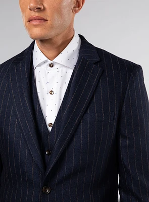 Navy Taupe Striped Suit