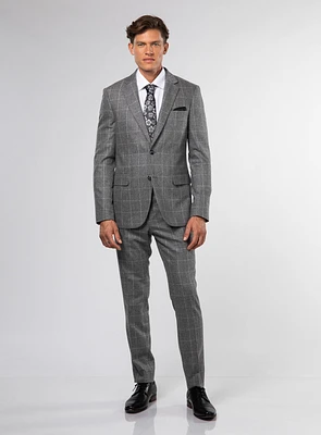 Grey Windowpane Check Suit