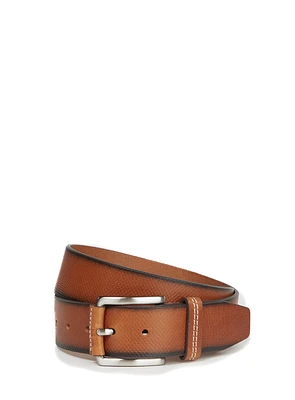 Cognac Textured Leather Belt