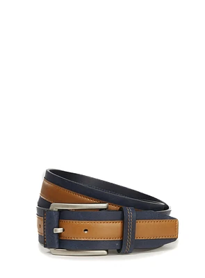 Cognac and Navy Leather Belt