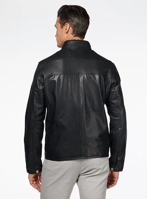 Black Perforated Leather Jacket