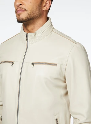 Manteau en cuir crème