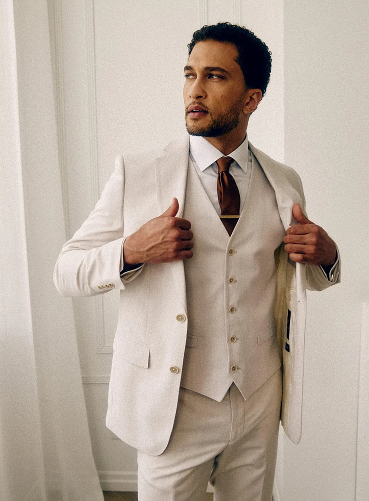 Linen Effect Beige Suit