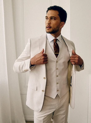 Linen Effect Beige Suit