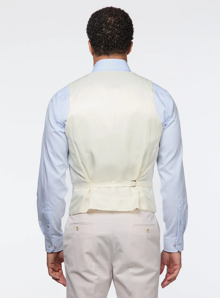 Linen Effect Beige Vest