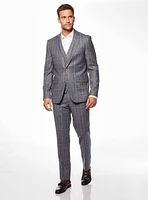 Beige Check Blue Suit