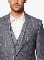 Beige Check Blue Suit