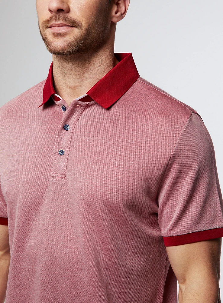 Polo pique à col contrasté