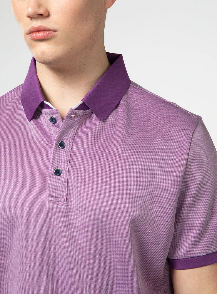 Polo pique à col contrasté