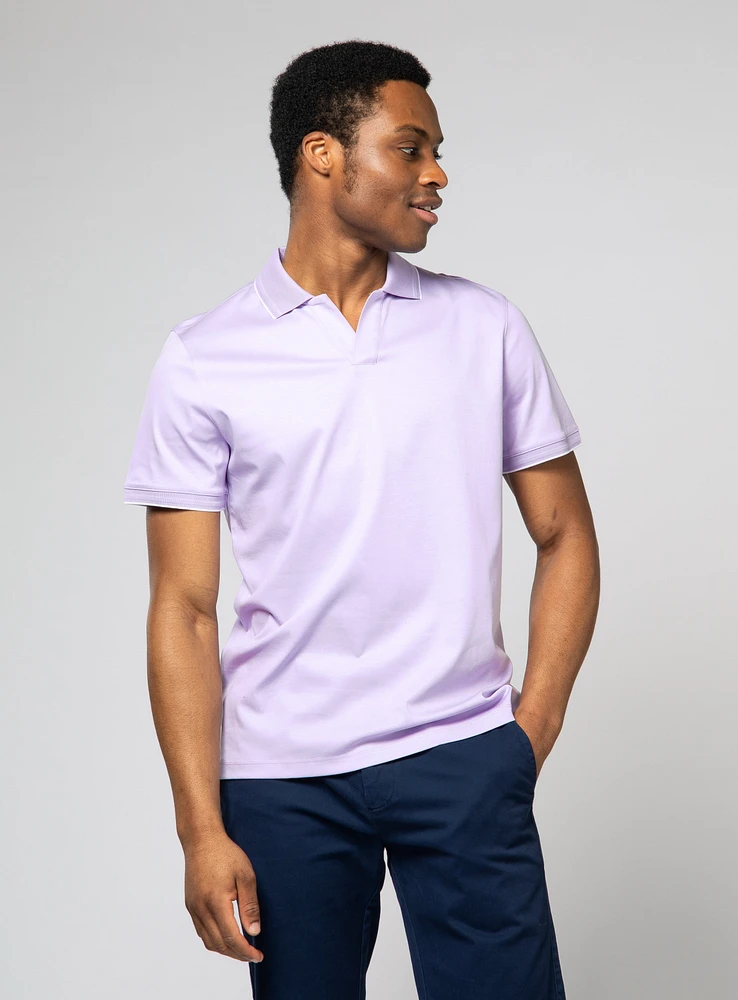 Polo uni à col johnny
