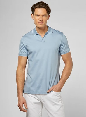 Polo uni à col johnny