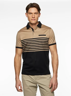 Two-Tone Striped Polo