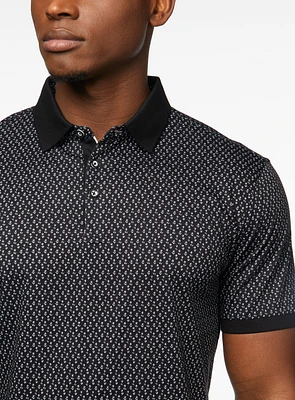 Micro Flower Black Polo