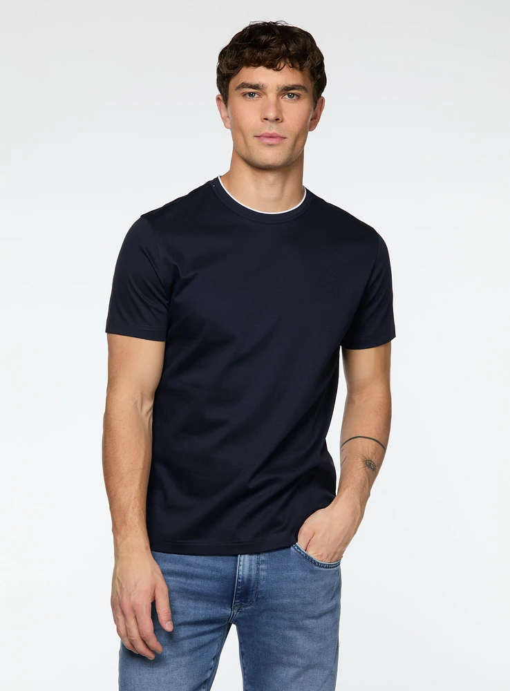 T-shirt à col rond contrastant