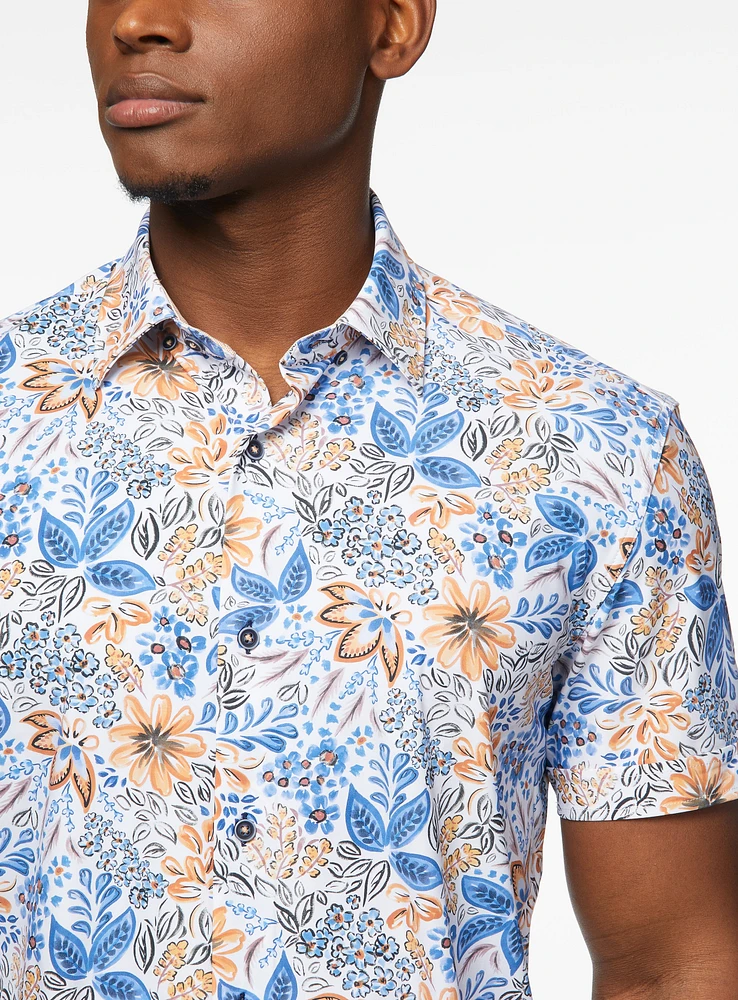 Garden Print Stretch Shirt