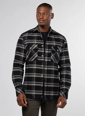 Black Checked Flannel Overshirt