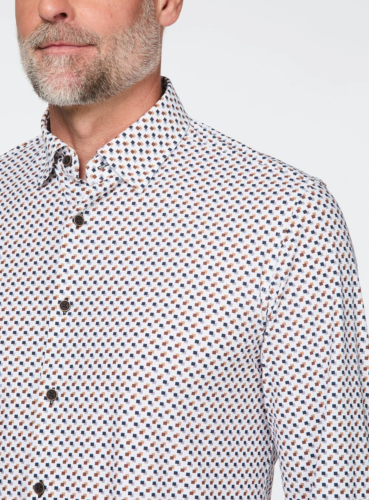 Cube Print Stretch Shirt