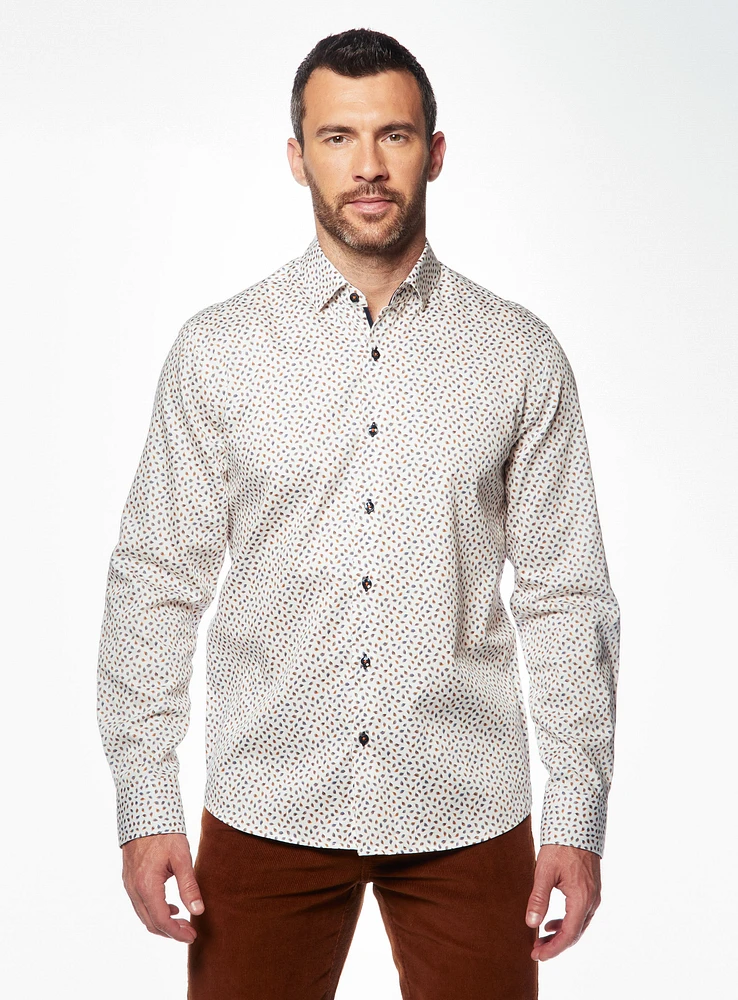 Chemise satinée à imprimé de feuilles