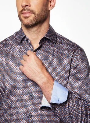 Tetris Print Sateen Shirt