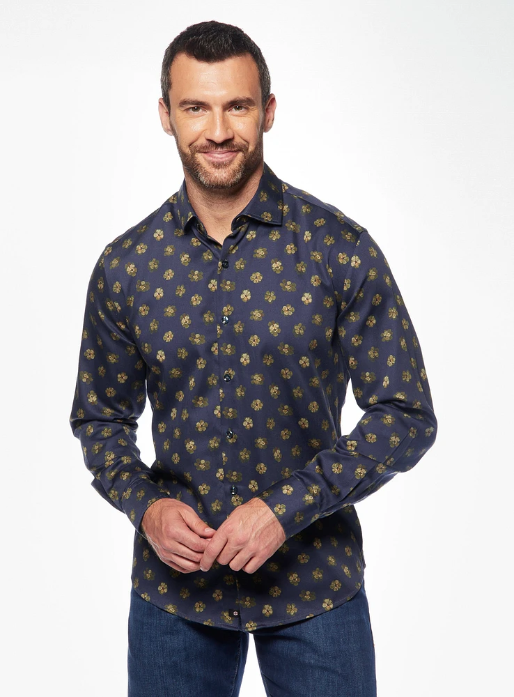 Chemise satinée à imprimé de trèfles