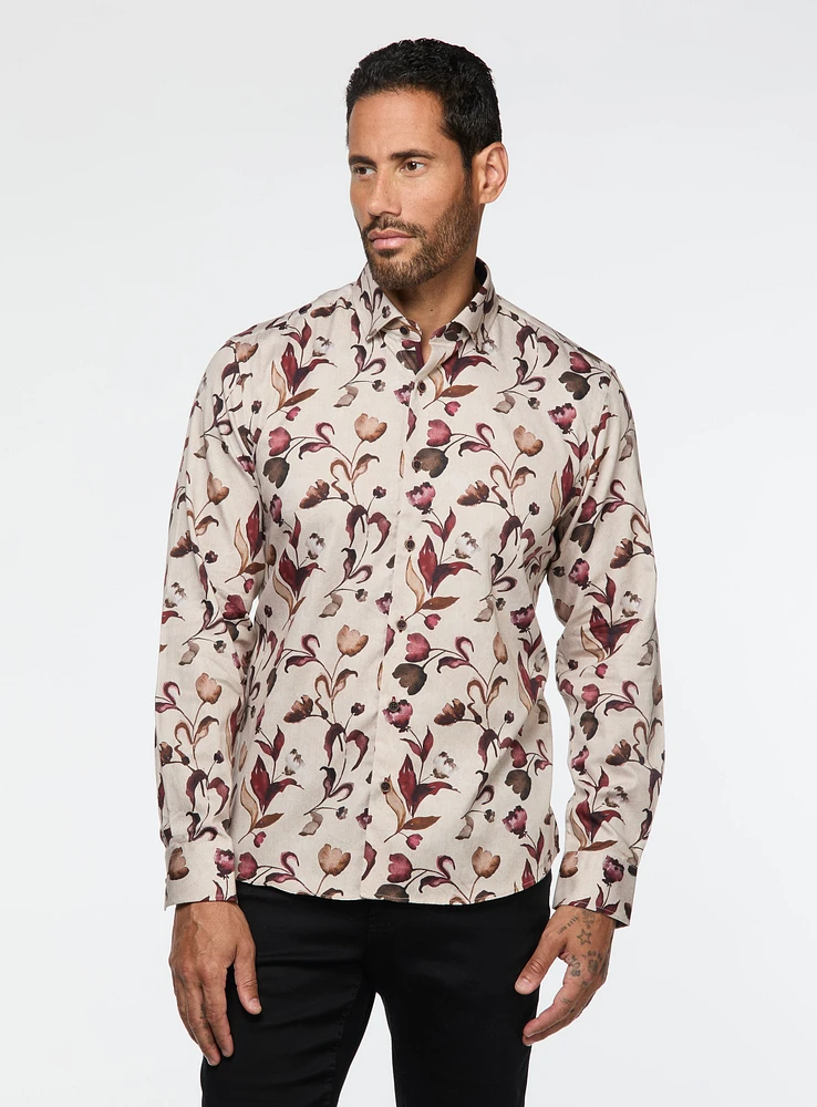 Tulip Print Beige Shirt