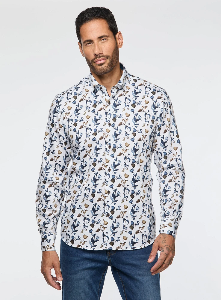 Tulip Print White Shirt