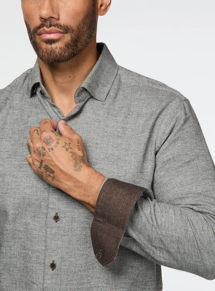 Chemise unie en flanelle brossée