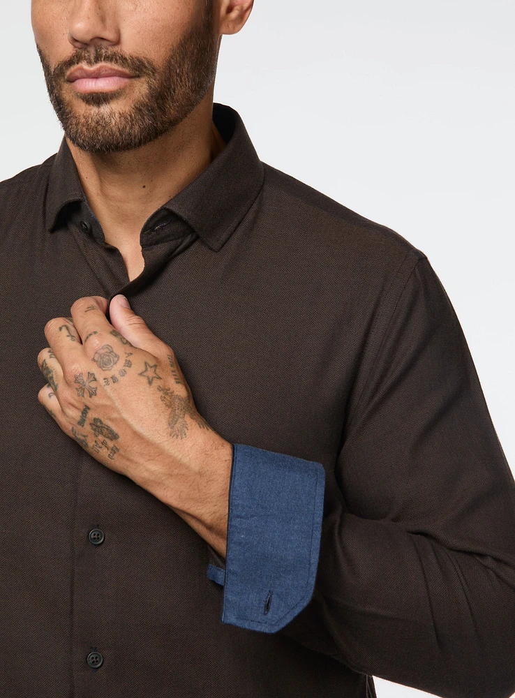 Brown Brushed Flannel Shirt