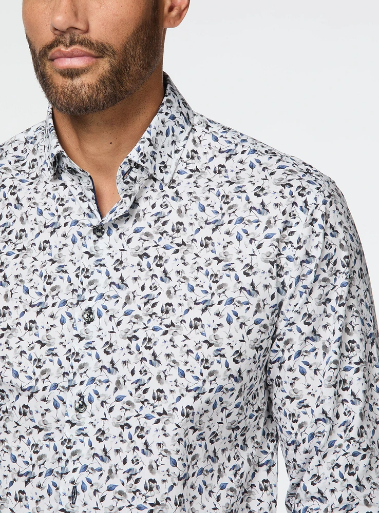 Chemise en popeline à motif floral