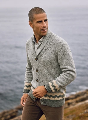 Cardigan à col châle et motif zig zag