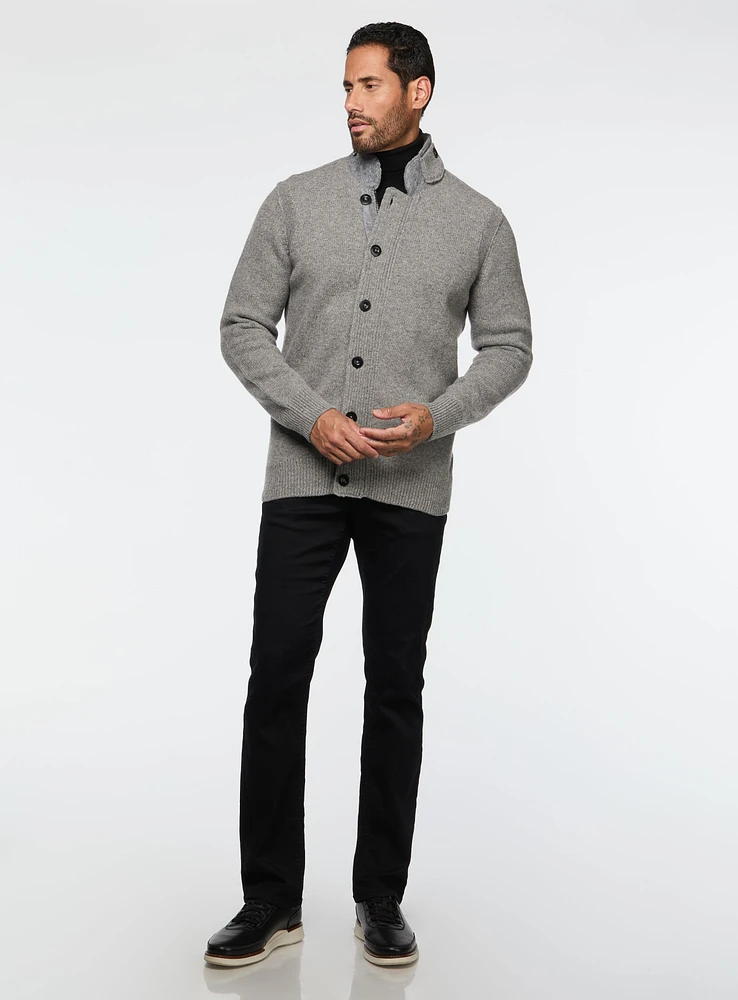 Cardigan gris à fermeture éclair