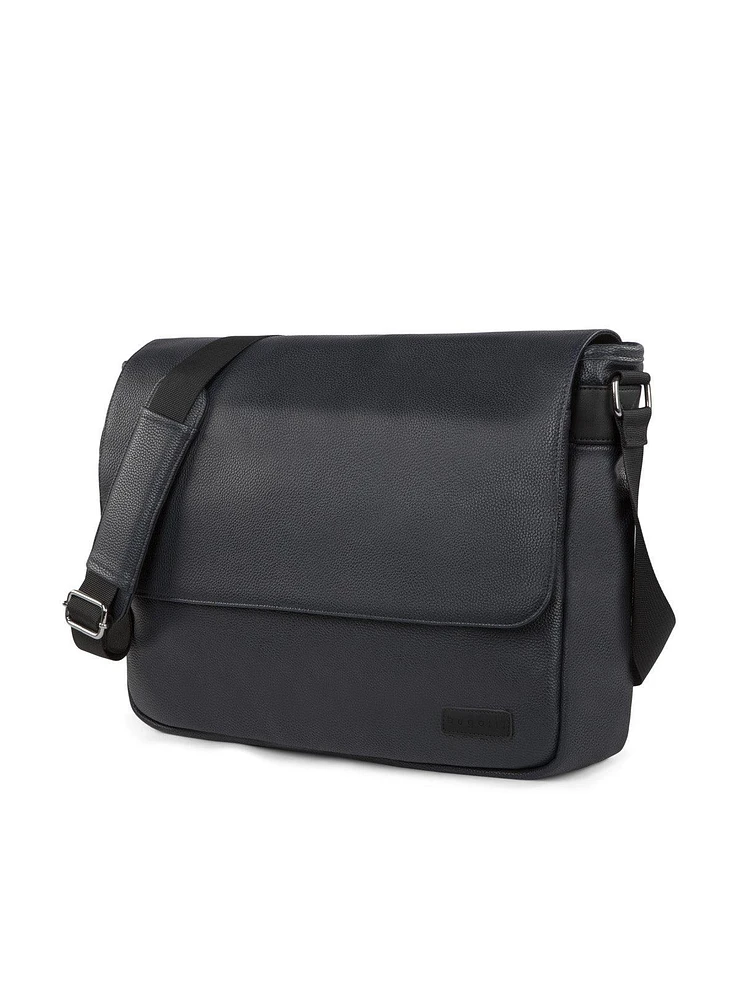 Leather 'Contrast' Messenger Bag