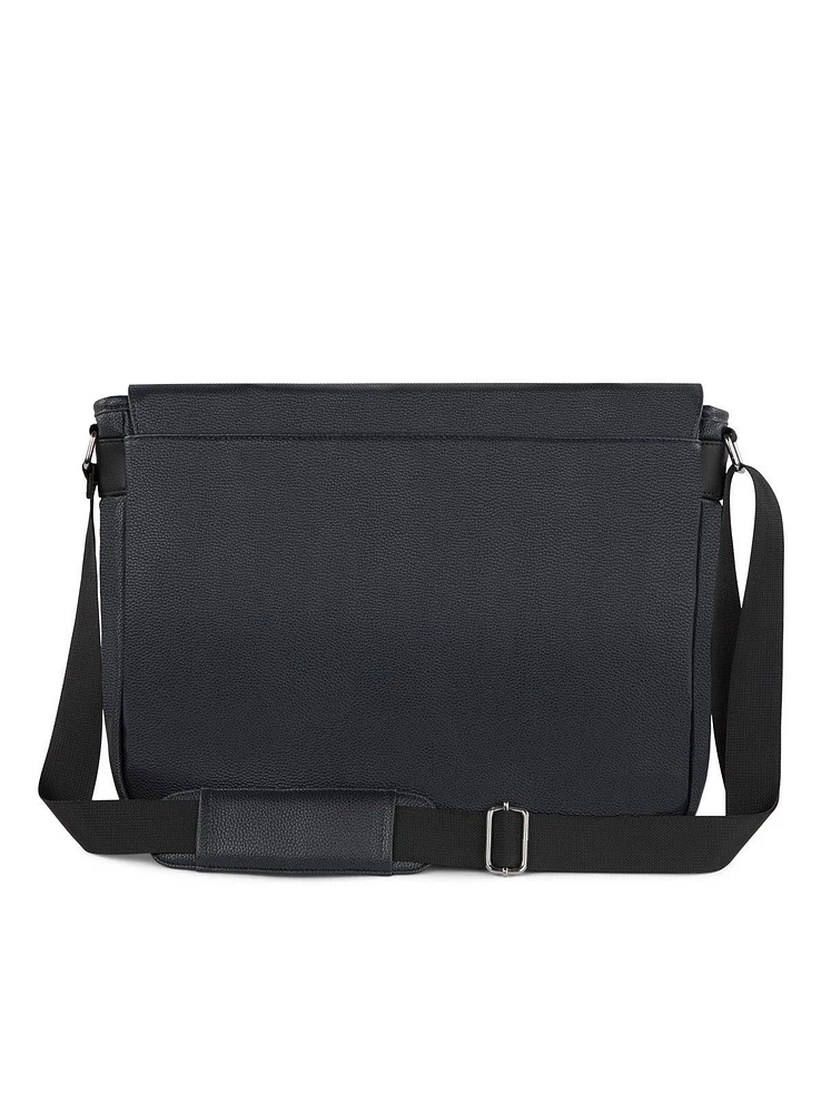 Leather 'Contrast' Messenger Bag