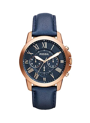 Leather 'Grant' Chronograph Watch