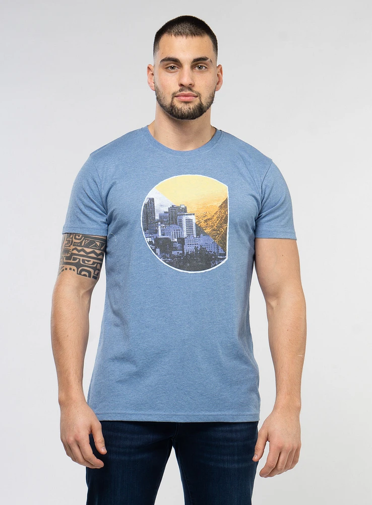 T-Shirt bleu à imprimé