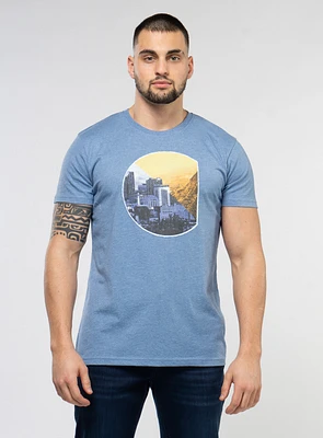 T-Shirt bleu à imprimé