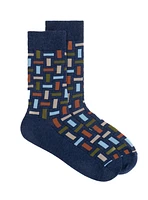 Tetris Print Navy Socks