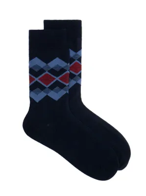 Blue Argyle Print Socks