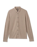 Long Sleeve Knit Twill Button Down