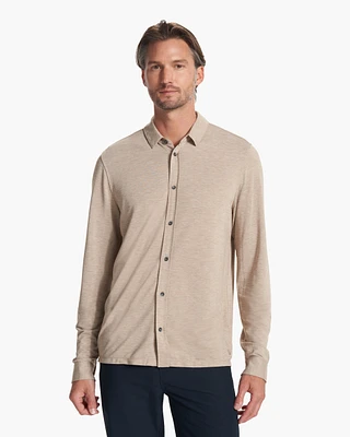 Long Sleeve Knit Twill Button Down
