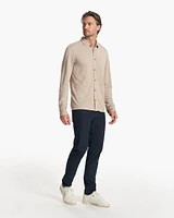 Long Sleeve Knit Twill Button Down