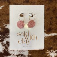 Rose Hoops, Clay Earrings