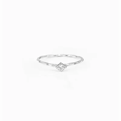 Thin Crystal Solitaire Ring