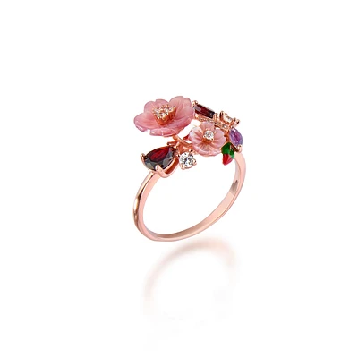 Floral Garnet Ring