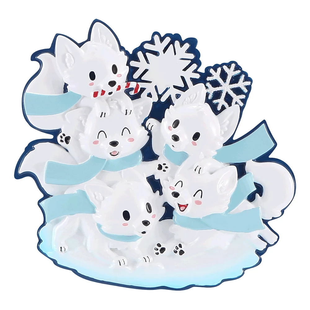 Arctic Fox Family of Ornament