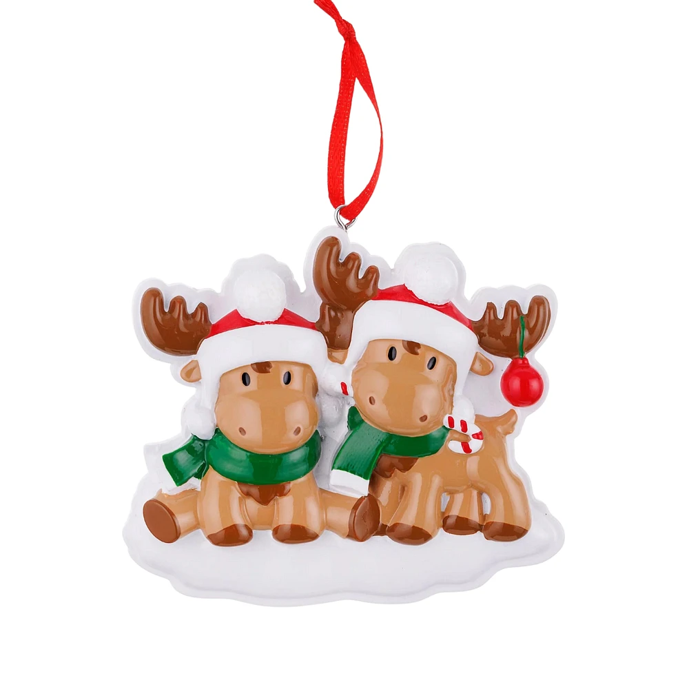 Cutesy Moose Couple Ornament