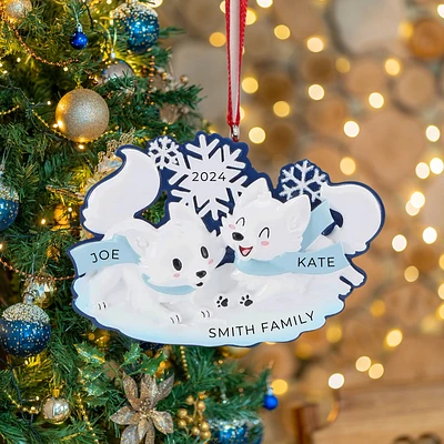 Arctic Fox Family of 2 Ornament